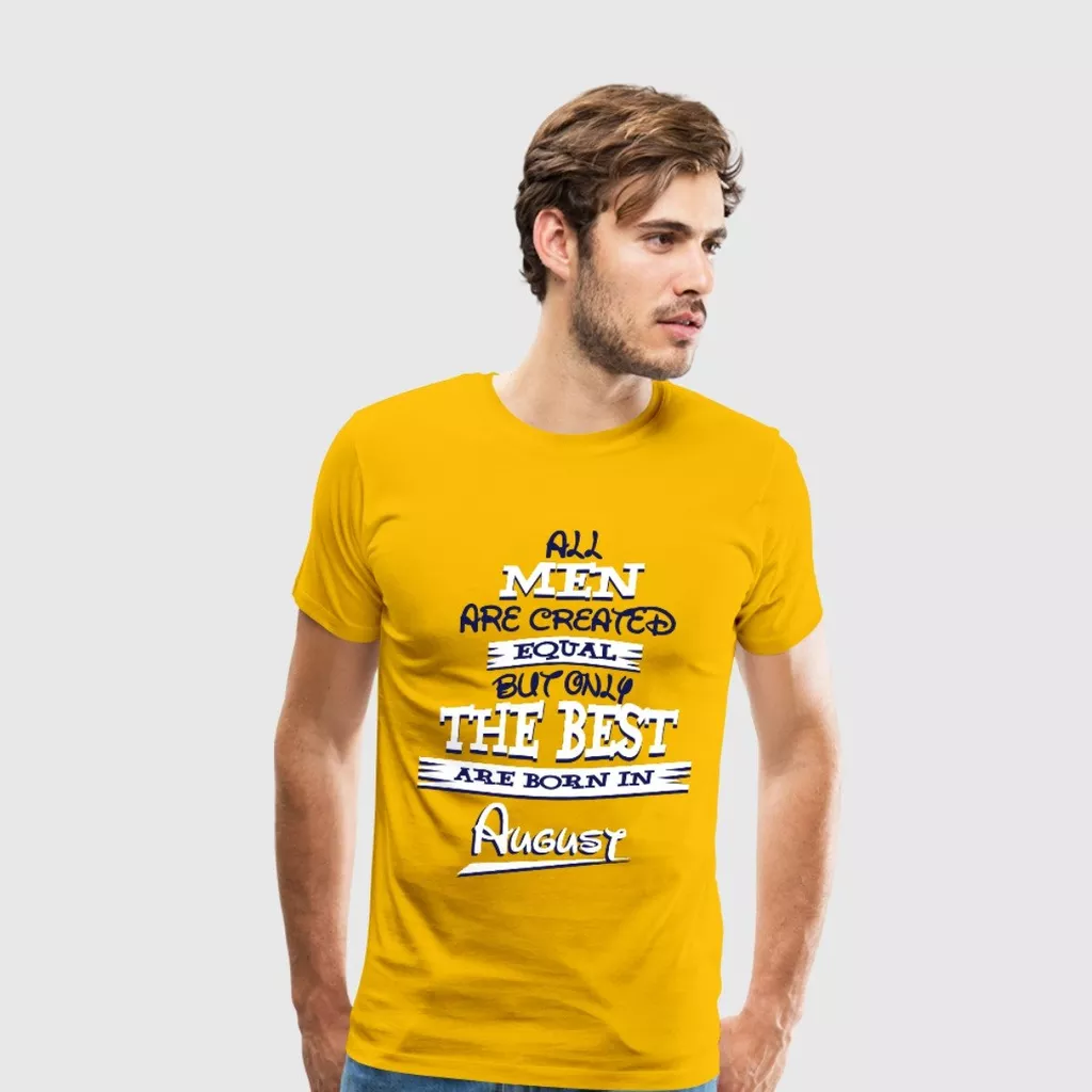 DOUBLE F ROUND NECK MANGO YELLOW COLOR LEGEND BORN IN AUGUST PRINTED T-SHIRTS