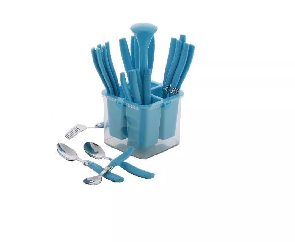 PLANET Oppo Cutlery Set/Spoon Set/Spoon Stand/24 - Pieces Stainless Steel Cutlery Set with Stand (Blue)