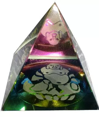 Happy Man Glass pyramid, longevity, prosperity
