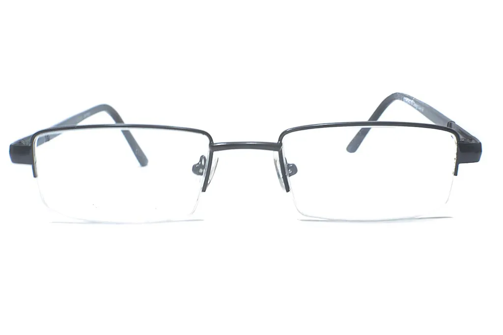 4619-1 Black-Red Rectangle Half Frame Medium Size 50 Men & Women EyeGlasses