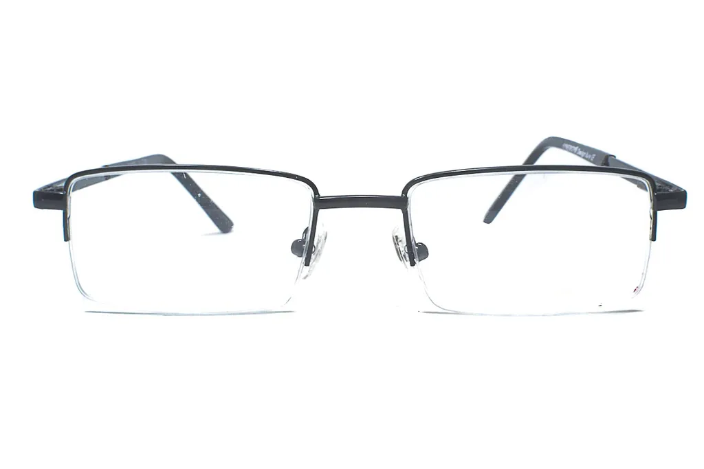 4620-2 Black-Red Rectangle Half Frame Medium Size 50 Men & Women EyeGlasses