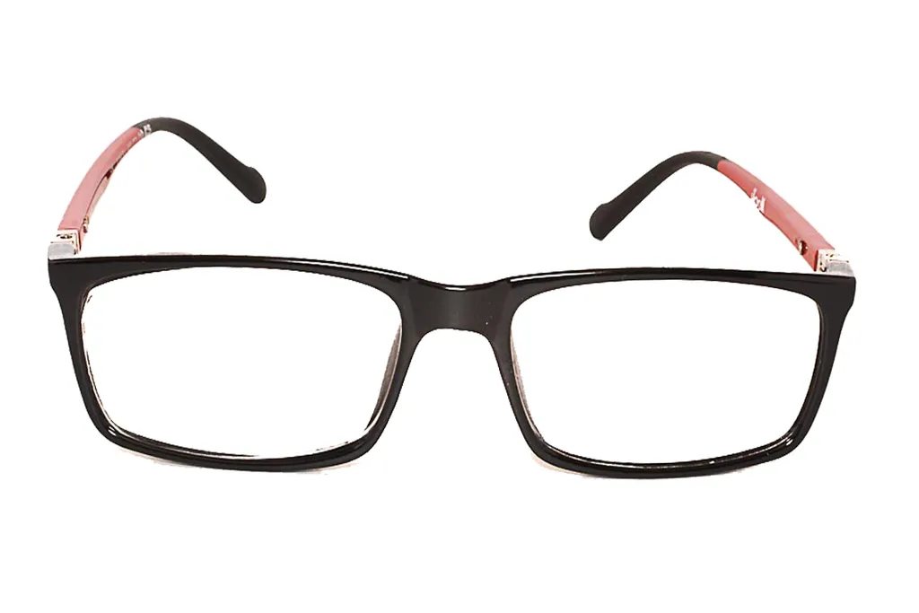 1163-4 Black-Red Rectangle Full Frame Small Size 48 Men & Women EyeGlasses