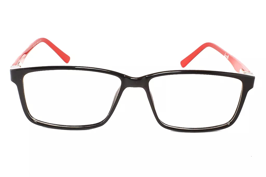 1172-4 Black-Red Retro Square Full Frame Medium Size 50 Men & Women EyeGlasses