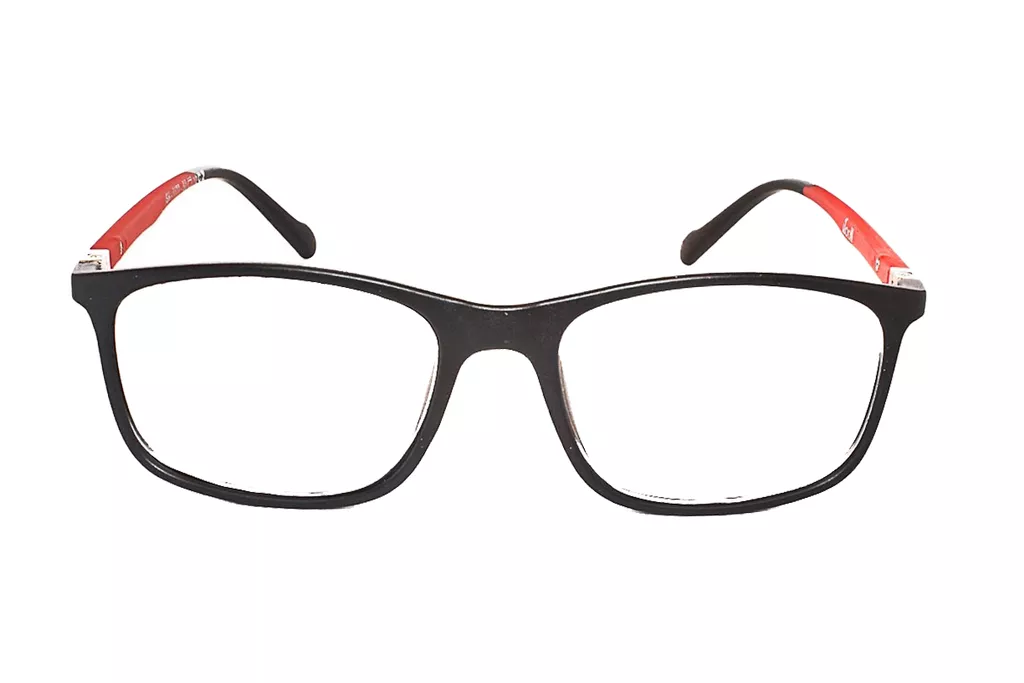 1177-1 Black-Red Retro Square Full Frame Medium Size 50 Men & Women EyeGlasses