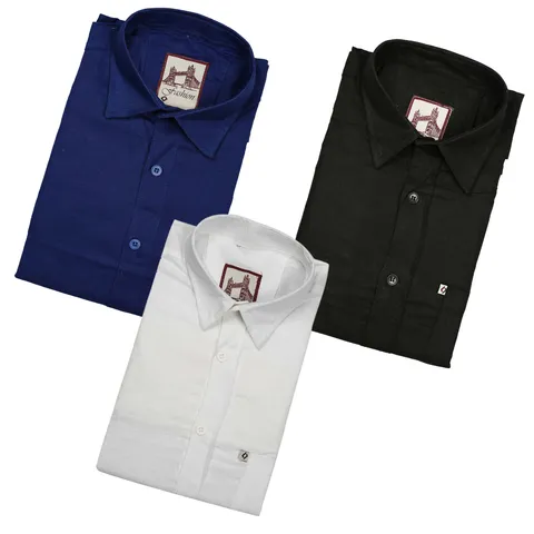 Spain Style Solid Regular Fit Casual Shirts For Men's Pack of 3