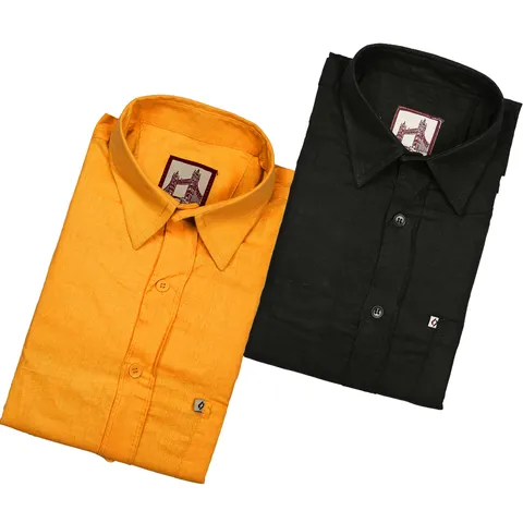 Spain Style Solid Regular Fit Casual Shirts For Men's Pack of 2