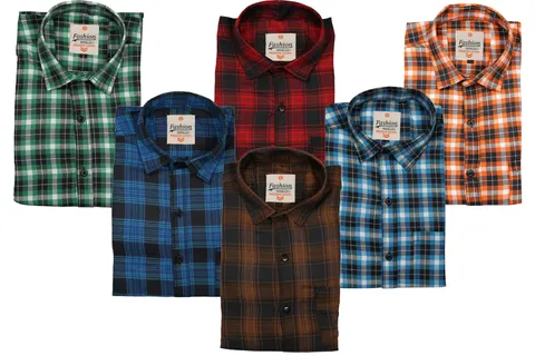 Spain Style Check Slim Fit Casual Shirts For Men's Pack of 6