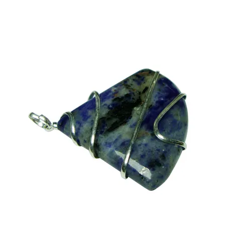 Satyamani Natural Sodalite Wrapped Oval Cabochon shape pendant