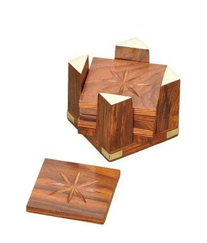 Clickflip Handicrafted Wood Square Coasters - Pack of 1