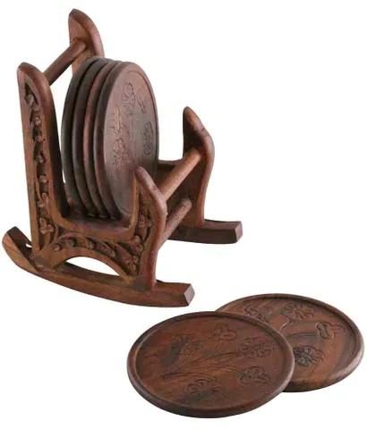Clickflip Handicrafted  Wooden Handicrafts Square shape Chair tea Coaster