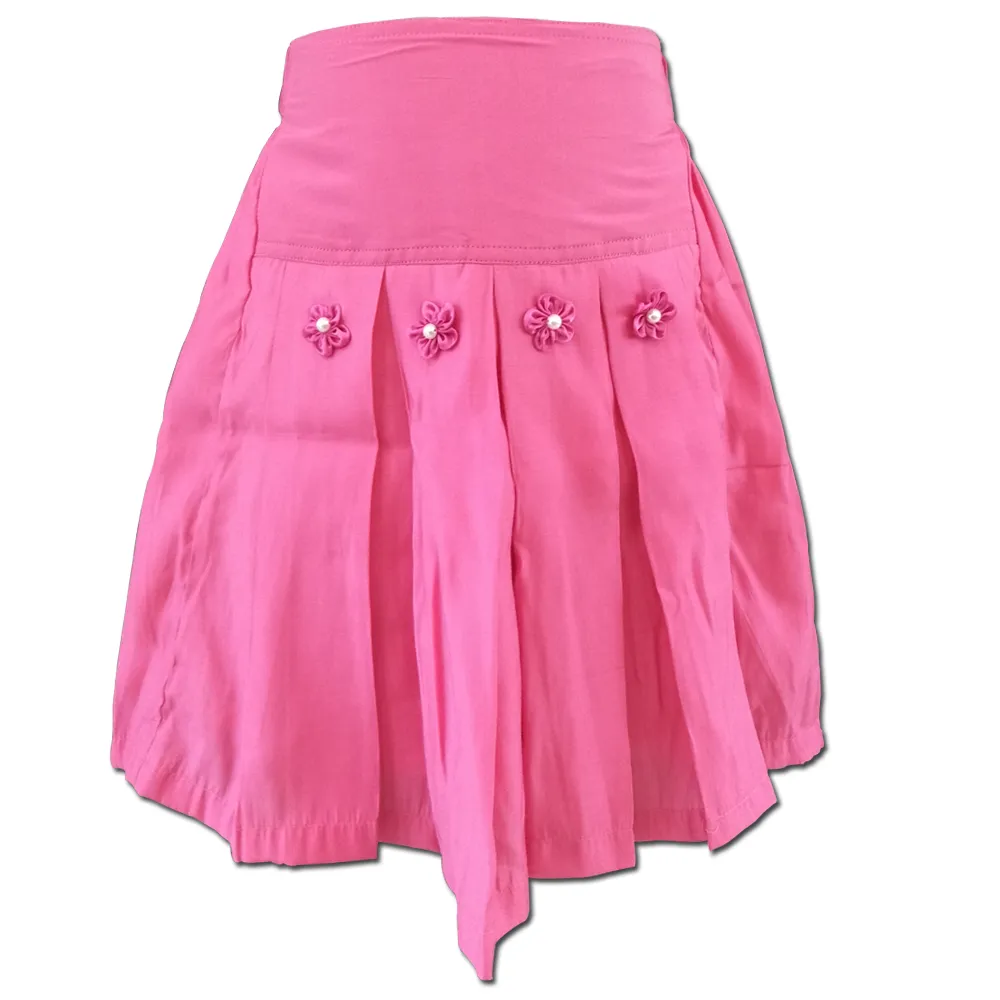 LaOcchi Pink Chanderi Skirt with Beads and Flowers
