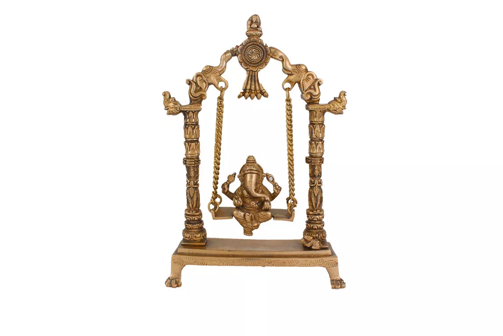 Hindu God Ganesha Idol Ganpati Statue Sculpture Hand Craft Showpiece � 31.5 cm (Brass, Gold)