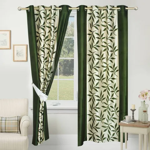 Azaani  Green Leaf Printed Door Curtain - Pack of 2
