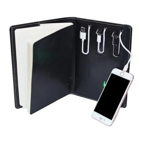 Note Book Diary with 8gb Pen Drive and 4000 Mah Power Bank + Refillable Sheets with i Phone, Android & C- Type Charge Options
