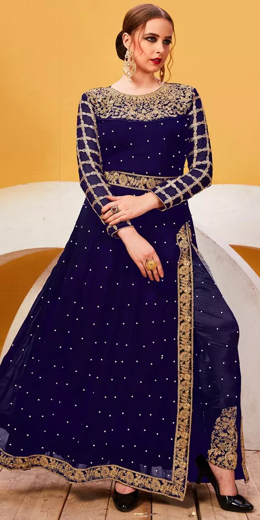 Impressive Blue Georgette Designer Anarkali Suit.