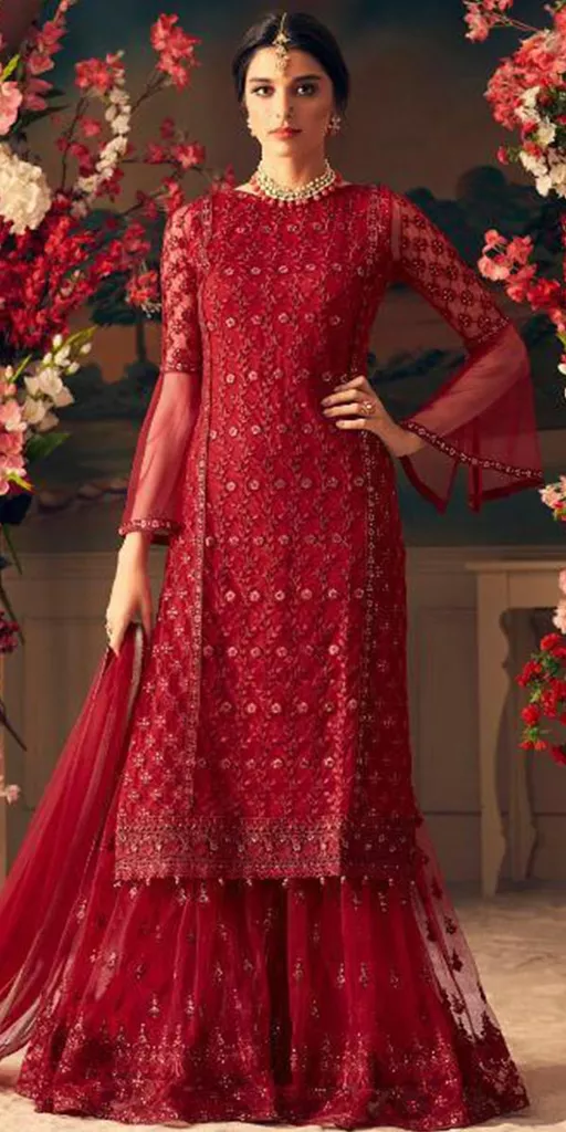 Dazzle Red Georgette Salwar Suit.