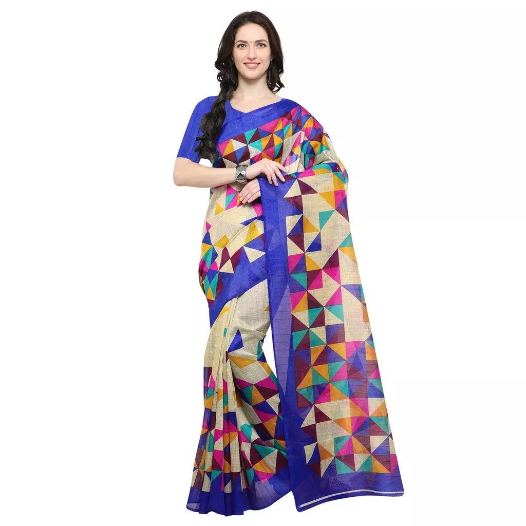 Cotton Silk Saree With Blouse Piece(263S7_Multi-Coloured Free Size)