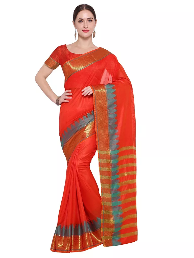Women's Poly Silk Saree With Blouse Piece(553S_Multicolor)