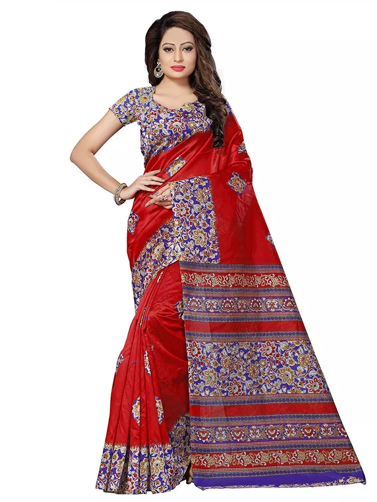 Women's Red Poly Silk Saree - 566S8006