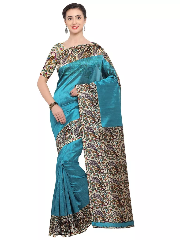 Women's Poly Silk Printed Saree with Blouse