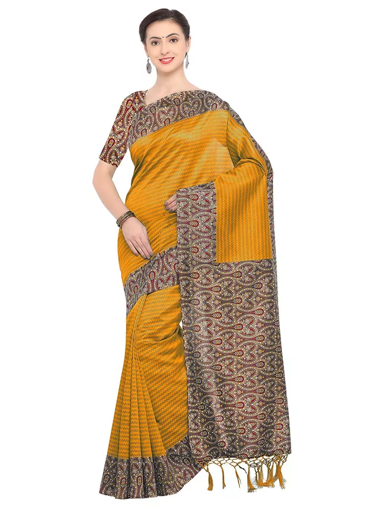 �Women's Yellow Poly Silk Saree - 575S10002