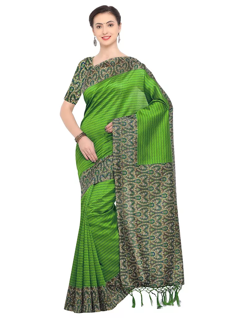 Women's Green color Poly silk Printed Saree