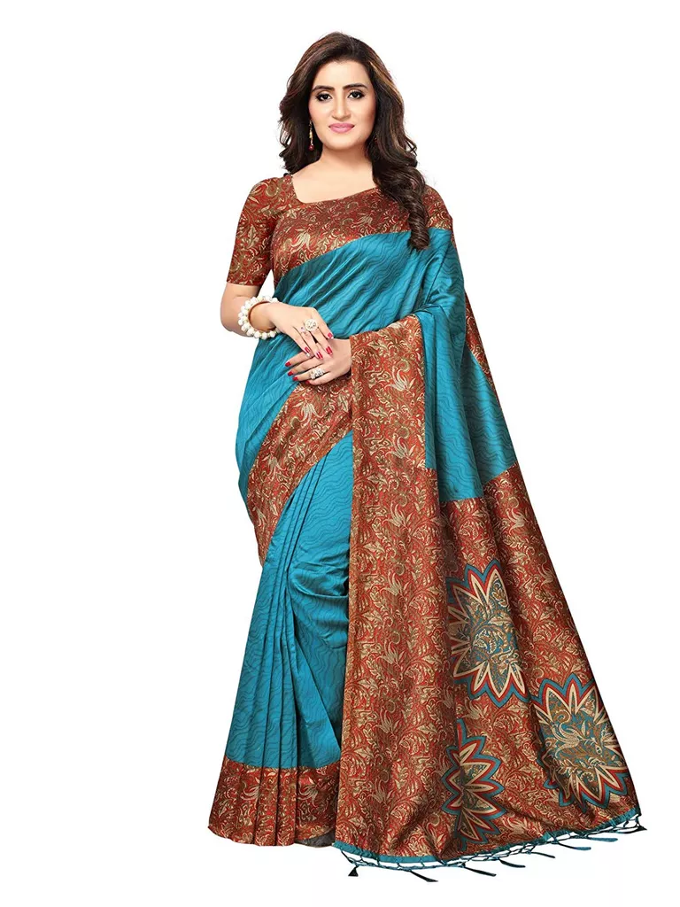 �Women's Poly Silk Printed Saree with Blouse