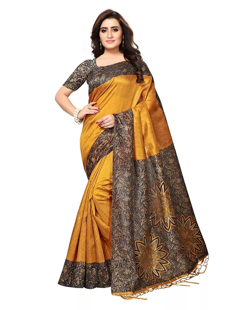 Women's Poly Silk Printed Saree with Blouse
