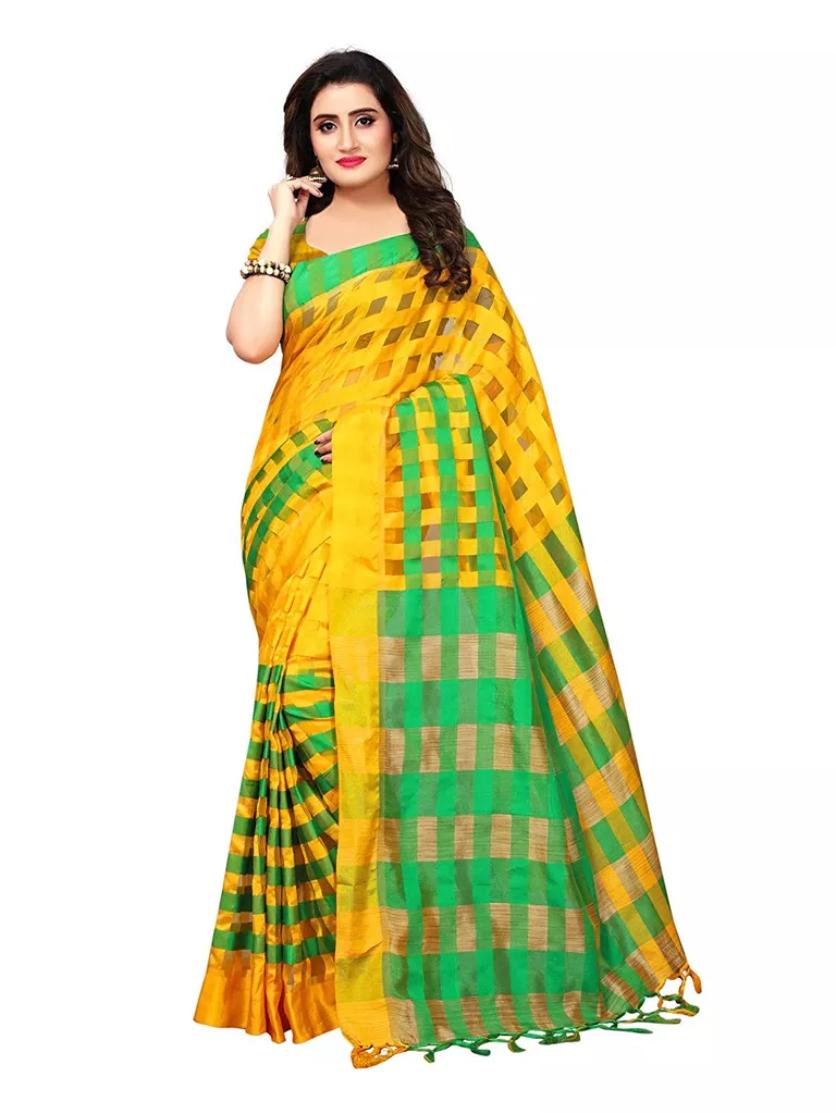 Women's Poly Silk Woven Saree with Blouse