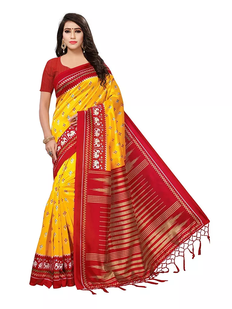 Women's Silk Printed Saree with Unstitched Blouse