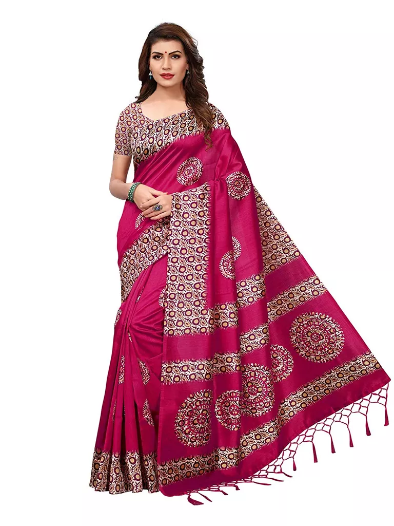 Women's Poly silk Floral Printed Saree with Blouse