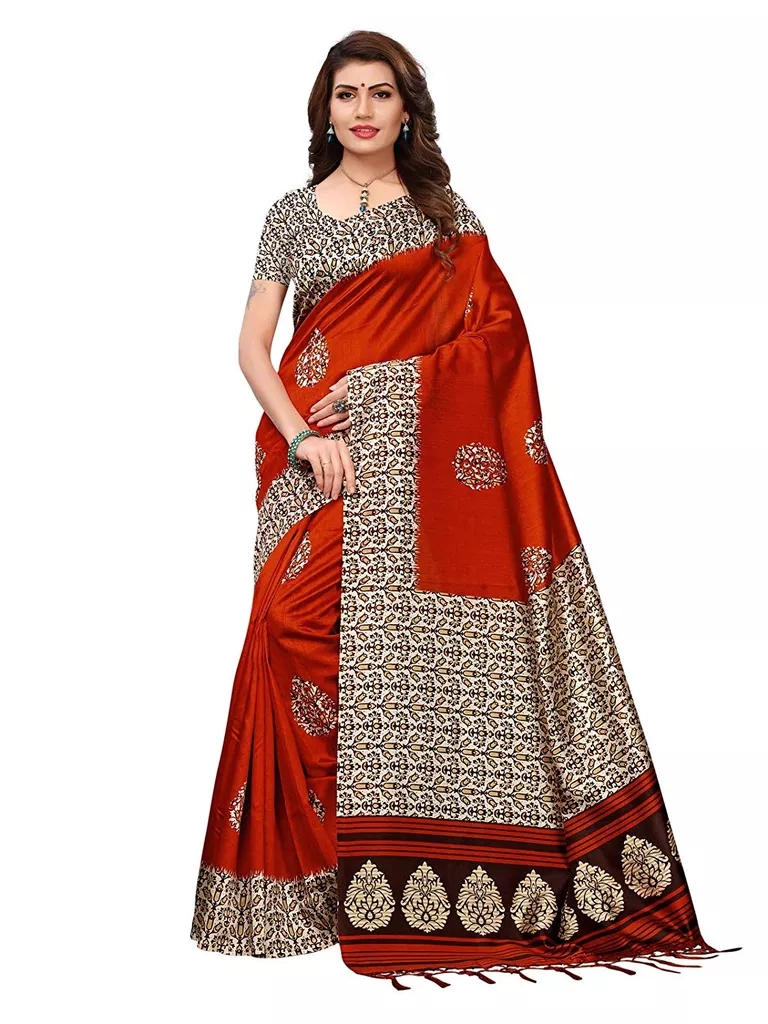 Women's Poly Silk Solid Printed Saree