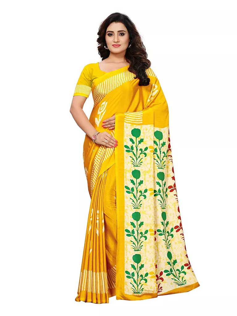 Women's Crepe Floral Printed Saree with Blouse