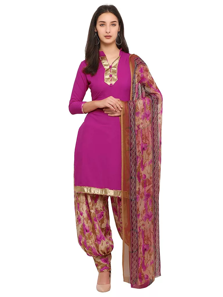 Women's Crepe Pink Unstitched Dress material