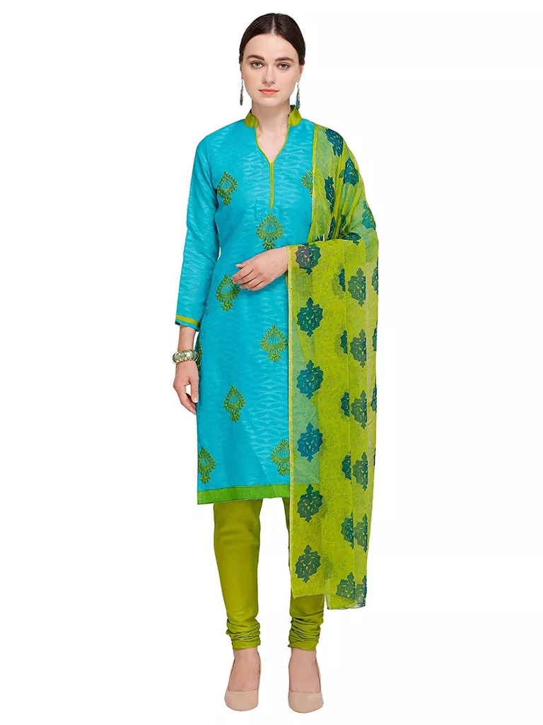 Women'S Blue And Green Dress Material