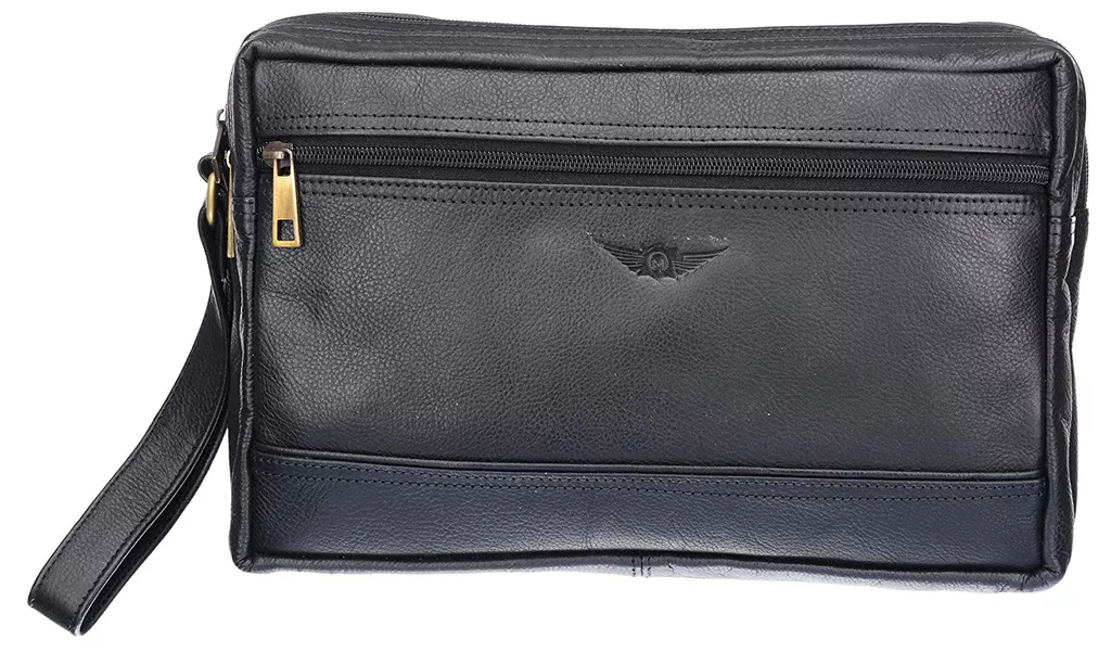 Porpoise Grey100% Genuine Leather Black cash bag (CashBag01) by Maskino Leathers