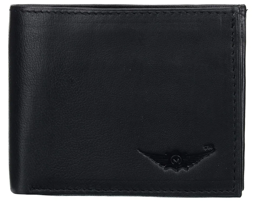Black Raven 100%Genuine Leather Bi-Fold Wallet (MW013) by Maskino Leathers