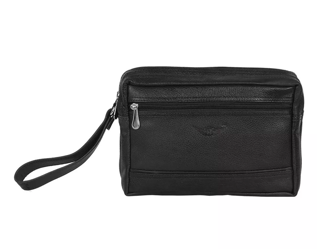 Maskino Leather Black Multipurpose Bag 25x18x6 cm