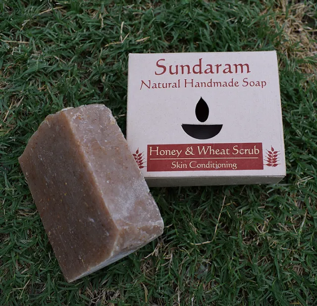 Sundaram Honey & Wheat Scrub Soap- Skin Conditioning - 100gm