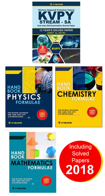 KVPY (Stream-SA) 9 Years Solved Paper (2007 to 2018) + PCM Formulae (Set of 3 Books) (KVPY + Physics Chemistry Maths Hand Book)