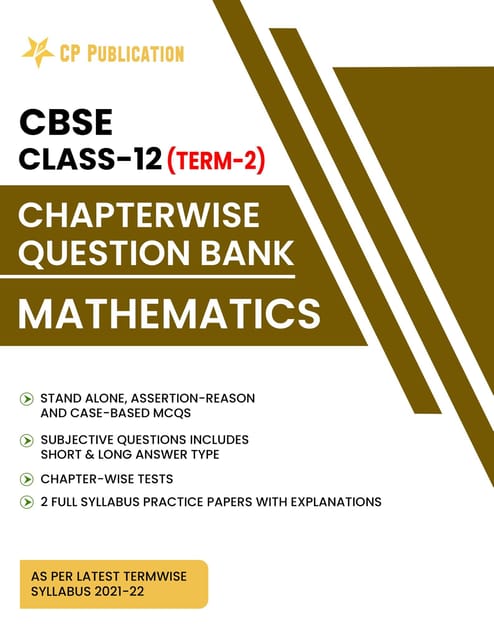 CBSE Class 12 Term 2 Chapterwise Question Bank Mathematics By Career Point Kota