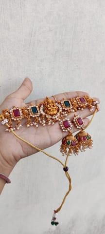 Lakshmi high necklace with jhumka