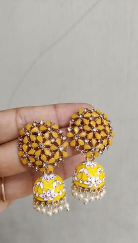 Yellow  earrings meenakari