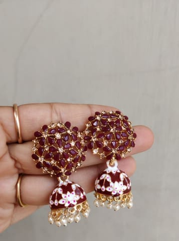 Brown  earrings meenakari
