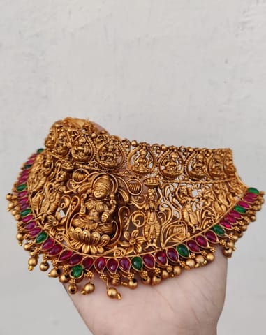Bridal temple necklace with jhumki