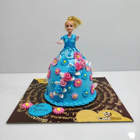 Barbie In Flower Land Fondant Cake