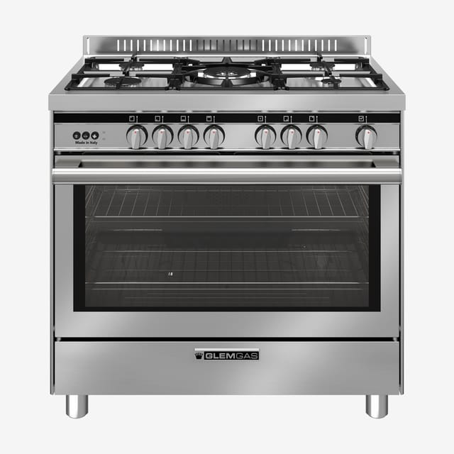 GLEM GAS Cooker 5 Full Gas Burner Full Safety Silver ST9612RI (965RI)