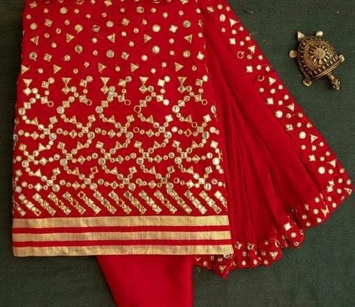 Beautiful Chanderi Cotton Mirror Work Salwar Suit Dress Material
