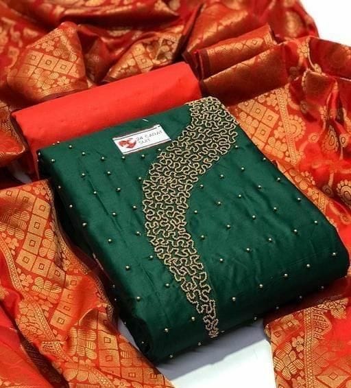 Embellished Cotton Embroidered Salwar Suit Dress Material