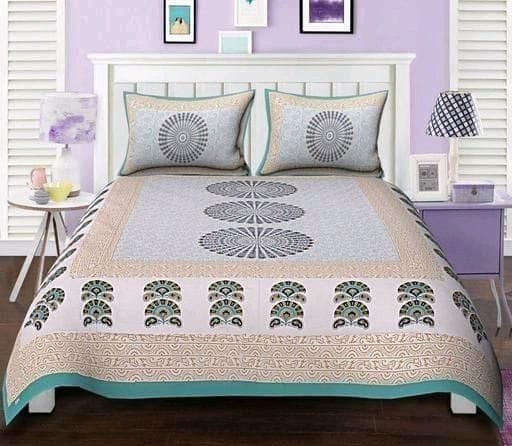 Graceful Cotton Printed Double Bedsheet with Pillow Covers